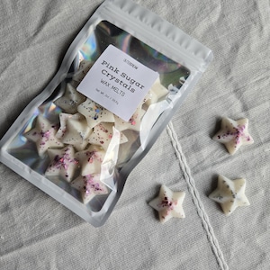Pink Sugar Crystals Star Shaped Wax Melts – Sweet Berry Scented Soy Wax Tarts – Handmade Wax Melts for Wax Warmer
