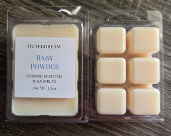 Baby Powder Strong Scented Soy Wax Melts - Highly Scented Fresh and Clean Wax Melts for Warmers