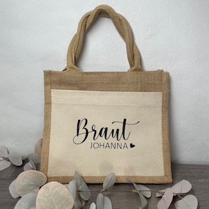 Personalisierte Jute Tasche l Braut l Hochzeit l Geschenk l JGA l Braut Accessoires l Blumenmädchen Tasche