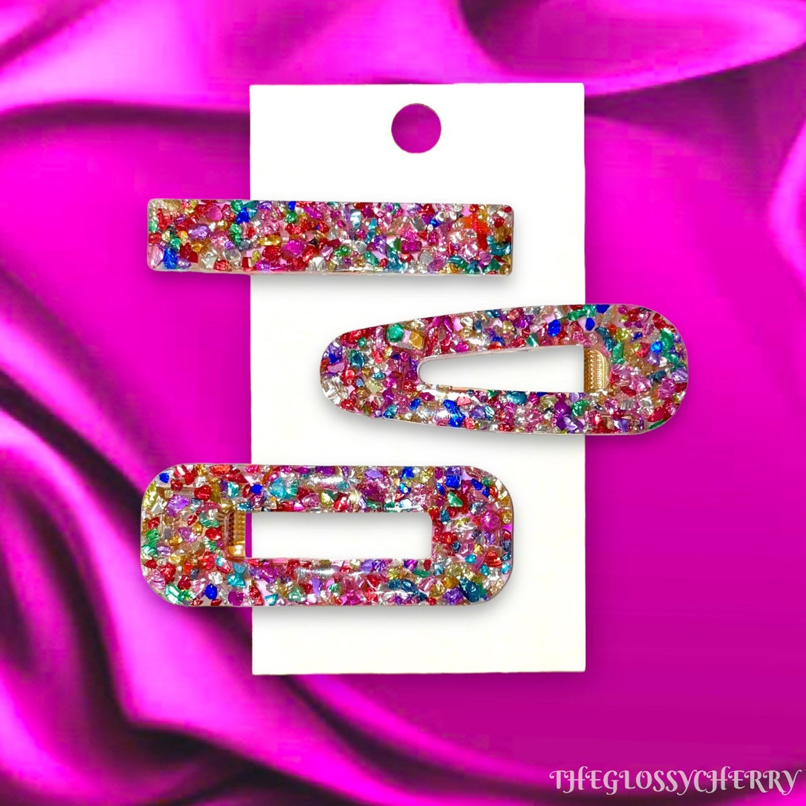 Crushed Glass Hair Clips Resin Hair Clips Crushed Glass Etsy