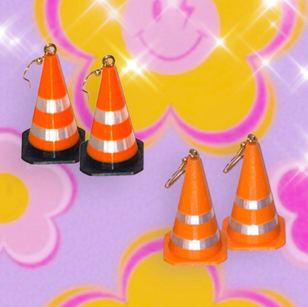Traffic Cone Earrings, Construction Cone Earrings, Safety Cone Earrings