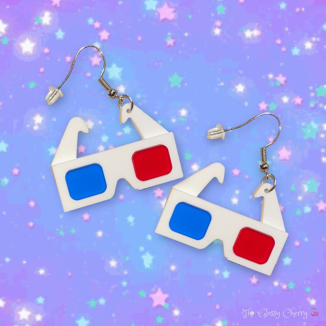Retro 3d Glasses Earrings, 80s Earrings, 90s Earrings, Nostalgic
