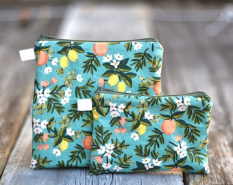 Rifle Paper Co. Citrus Snack Bag: Waterproof or Organic Cotton Lined