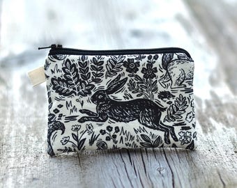 Rifle Paper Co. Woodland Zipper Pouch: Small Cotton Coin Purse.