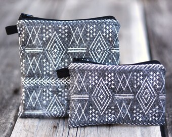 Organic cotton monochrome snack bag, food-safe pouch, waterproof or organic cotton lining, makeup bag, sandwich bag