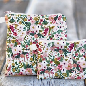 Rifle Paper Co. Floral Snack Bag: Waterproof or Organic Cotton Lined