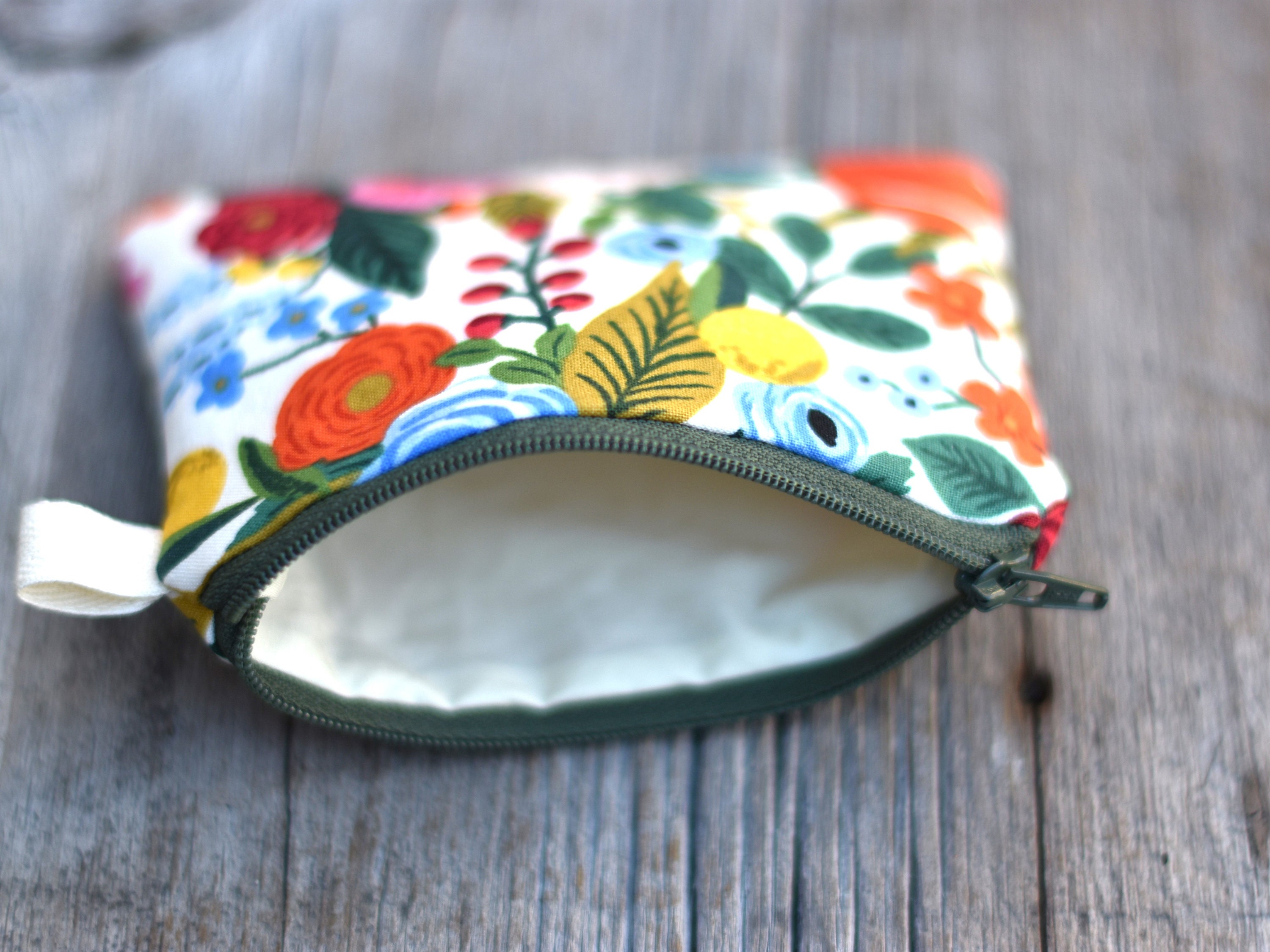 Small Fabric Zipper Pouch, Purse Organizer, Rifle Paper Co