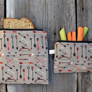 Waterproof Snack Pouch: Organic Cotton Arrows Zipper Bag