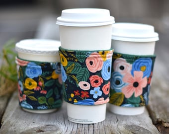 Rifle Paper Co Floral Coffee Cozy: Insulated Drink or Beverage Sleeve