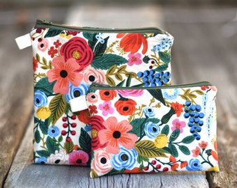 Rifle Paper Co. Cotton Snack Bag: Floral Zipper Pouch