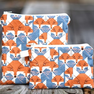 Charley Harper Fox Organic Cotton Snack Bag: Waterproof Lined Pouch