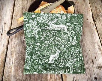 Woodland Bread Bag: Cotton Linen Sourdough Pouch, Food-Safe Lining, rifle paper co