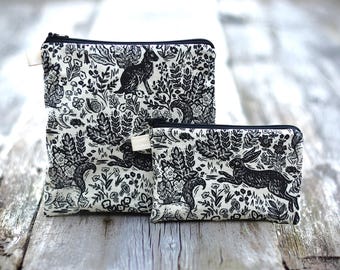 Rifle Paper Co. Snack Bag: Monochrome Woodland Zipper Pouch.