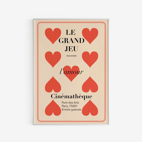 Film Ancien - Le Grand Jeu - Vintage French Film Poster - Minimalist Wall Art - Retro Art Print - Beige, Red - Gift Idea