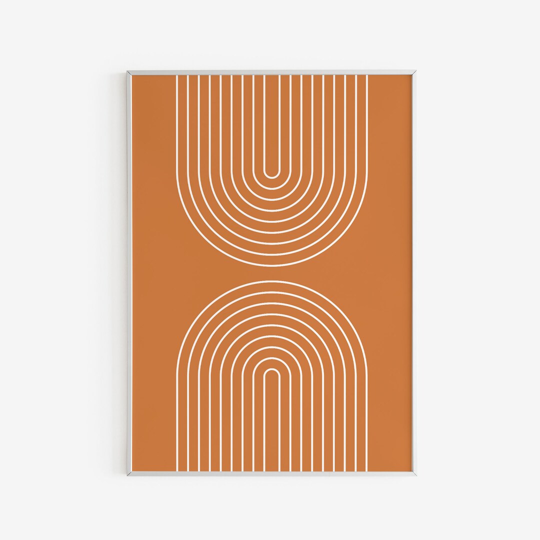 Bauhaus Geometric Poster Mid Century Wall Art Orange - Etsy Australia
