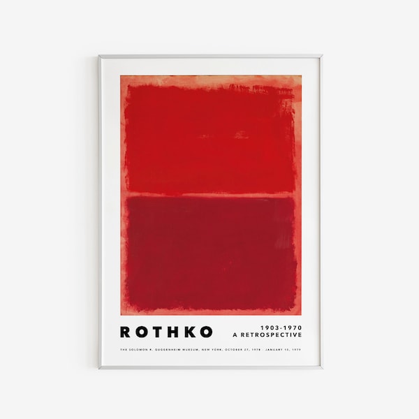 Póster de la exposición de Mark Rothko - Decoración abstracta de la pared - Arte mural contemporáneo - Pintura roja - Descarga digital imprimible - Idea de regalo