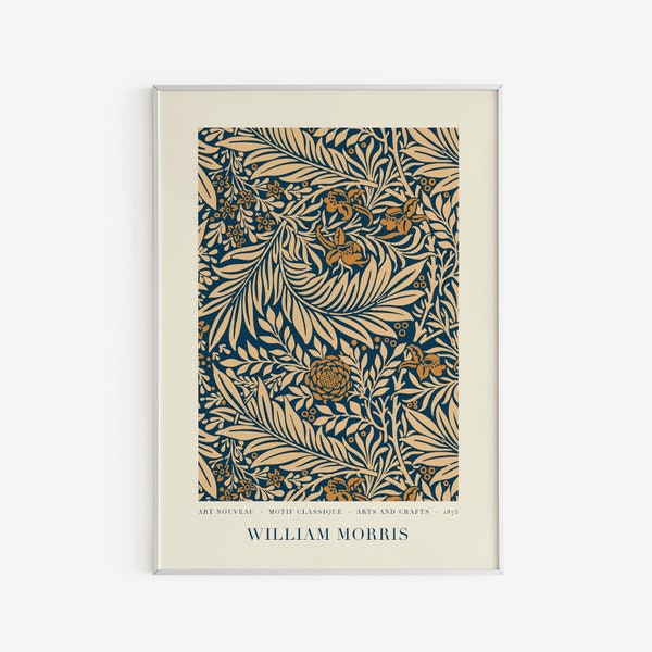 William Morris Poster - Botanical Wall Art - Motif Classique - Vintage Art Print - Floral Art - Printable Digital Download - Wedding Gift