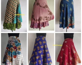 Jupes portefeuille longues en soie indienne jupe magique hippie boho