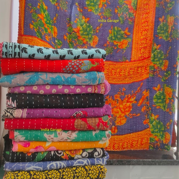 Wholesale Lot Of Indian Vintage Kantha Quilt Handmade Throw Reversible Blanket Bedspread Cotton Fabric BOHEMIAN quilt