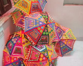 lot of indian party decor umbrellas handmade embroidery cotton parasols