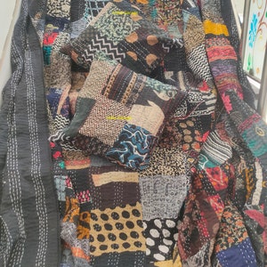 Bohemian Patchwork Quilt Kantha Quilt Handmade Vintage Quilts Boho Bed Cover Throw Blanket Bedspread Quilting Hippie Quilts For Sale