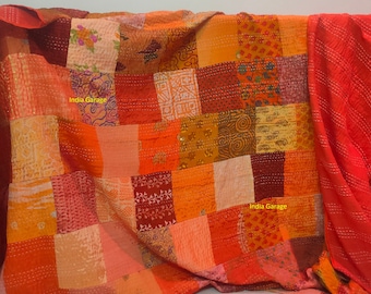 Handmade Vintage Quilts Boho All Size Silk Patchwork Bedding Throw Blanket Bedspread