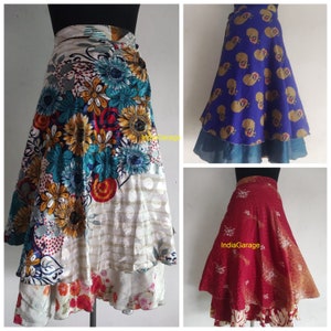 Wholesale Lot of Indian Silk Long Skirt Hippie Wrap skirts Reversible Tie Skirts for women gift printed silk skirt