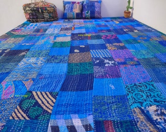 Boho Patchwork Kantha Quilt Handgemachte Vintage Quilts Boho Bettwäsche Überwurf Indische Decke Boho Quilt