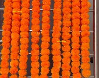 Lot of plastic marigold flower indian decorative garland party decoration pom pom strings