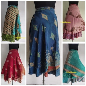 Wholesale Lot Of Summer Silk Wrap Skirts Ankle Length Magic Maxi wrap skirts Reversible floral printed skirt vintage skirt