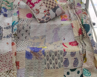 Edredón de algodón patchwork hecho a mano, suave y acogedor, ideal para la cama. Perfecto para decorar el dormitorio. Mantas cálidas. Un regalo ideal.