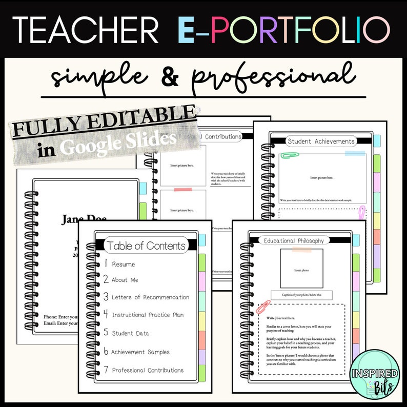 Digital Teacher Portfolio Template for School Interviews tenure