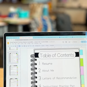 Digital Teacher Portfolio Template for School Interviews |Tenure, Classroom Experiences, Student Teaching Experience, Classroom Organization