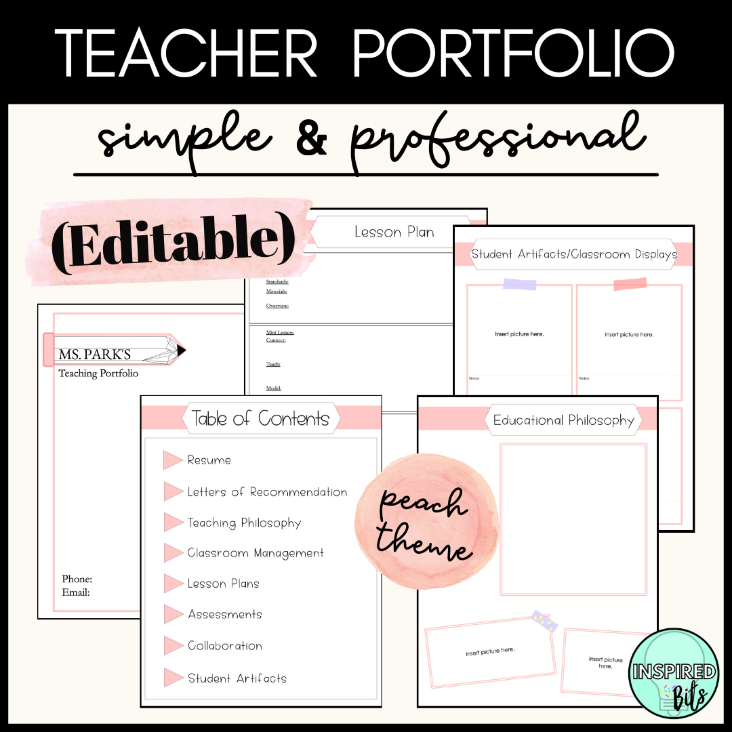 Peach Teaching Portfolio Template Teacher Portfolio Editable Teacher peach-teaching-portfolio-template-teacher-portfolio-editable-teacher