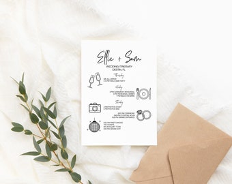 Wedding Weekend Itinerary, INSTANT DOWNLOAD, simple elegant design