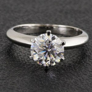 Solitär 1.5 CT Rundschliff zertifizierte im Labor gewachsene Diamant-Verlobungsring / 6-Zinken-Set 950 Platinring / Umweltfreundliches Hochzeitsjubiläumsgeschenk