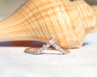 Round Cut Lab-Grown Diamond Half Eternity Curve Matching Band in 18K Solid Yellow Gold
