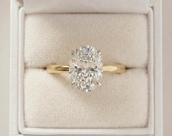 2.50CT Lab-Grown Oval Diamond Solitaire Engagement Ring, 14K Gold, IGI Certified