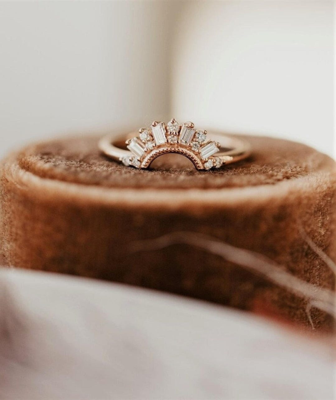 Baguette Lab Grown Diamond Wedding Band: Art Deco Nesting Ring - Etsy