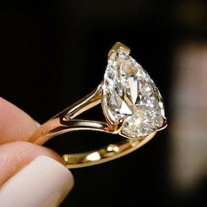 2.50CT Lab Grown Certified Pear Cut Diamond Solitaire Unique Engagement Ring, 14K Solid Gold Wedding Ring, Proposal Ring, Anniversary Gift.