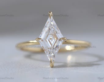 Kite Cut Diamond Ring, Lab Grown 10K Yellow Gold Engagement Solitaire