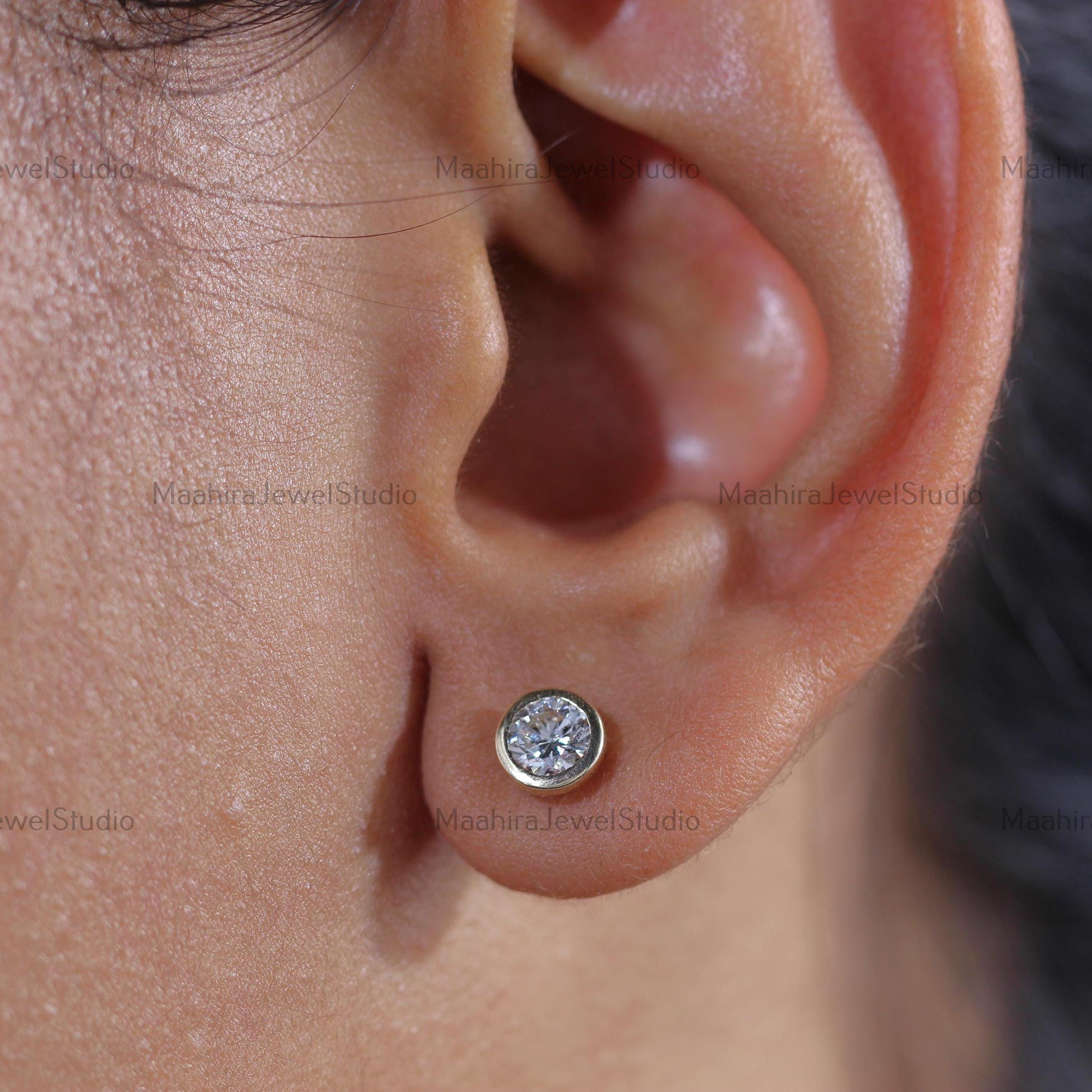 Boucles D'oreilles Clous En Or Blanc 14k - Diamants Cultivés 1,43 Ct - Neuf Sans Boîte