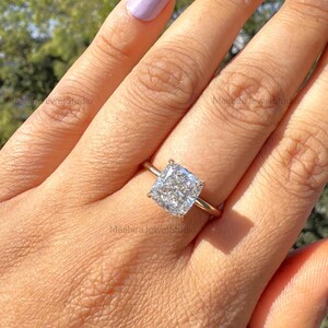 2.25 CT Cushion-Cut Certified Diamond Solitaire Wedding Ring, 14K Solid Yellow Gold CVD Diamond Ring, Lab Created Diamond Promise Ring