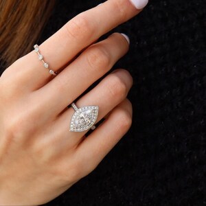 Art Deco Marquise Lab Grown Diamond 14K Gold Halo Engagement Ring