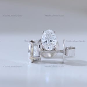 2.00 CTW Oval Cut Lab Grown One Diamond Women Earrings, 14K Solid White Gold Stud Wedding Earring, HPHT Diamond Earrings, Party Wear Earring