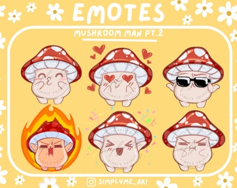 MUSHROOM MAN EMOTES pt.2 (7) Twitch | Discord | YouTube | Streaming | Funny Kawaii Chibi Mushroom Emoji Emote Pack