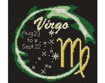 Virgo Astrology Themed Cross Stitch Pattern