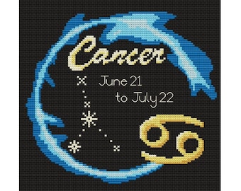 Cancer Astrology Themed Cross Stitch Pattern