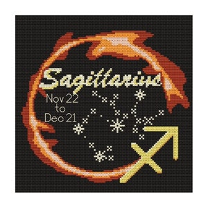 Sagittarius Astrology Themed Cross Stitch Pattern