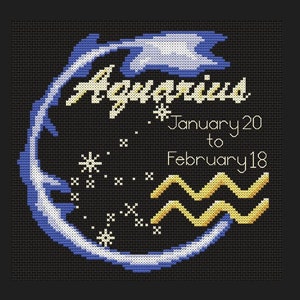 Aquarius Constellation Astrology Themed Cross Stitch Pattern